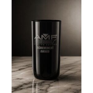 Vintage AMF Bowling Centers Achievement Award Black Glass Tumbler – 6" Tall